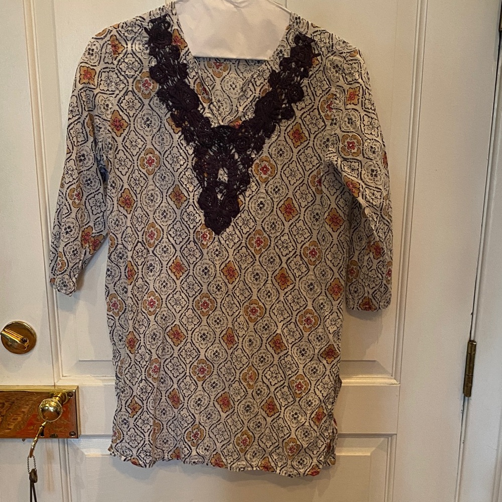 Roberta Roller Rabbit Multicolor Patterned Top with Purple Accents